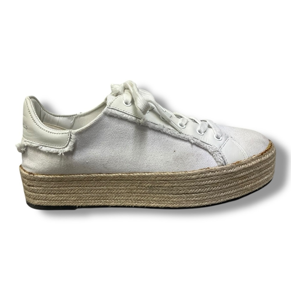 👟 KARL LAGERFELD Paris‎ White Canvas Platform Espadrille Sneakers Size 10